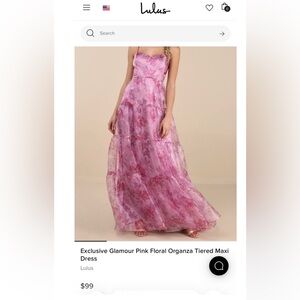 NWT Lulus Pink Floral formal Maxi Dress